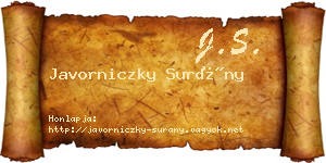 Javorniczky Surány névjegykártya